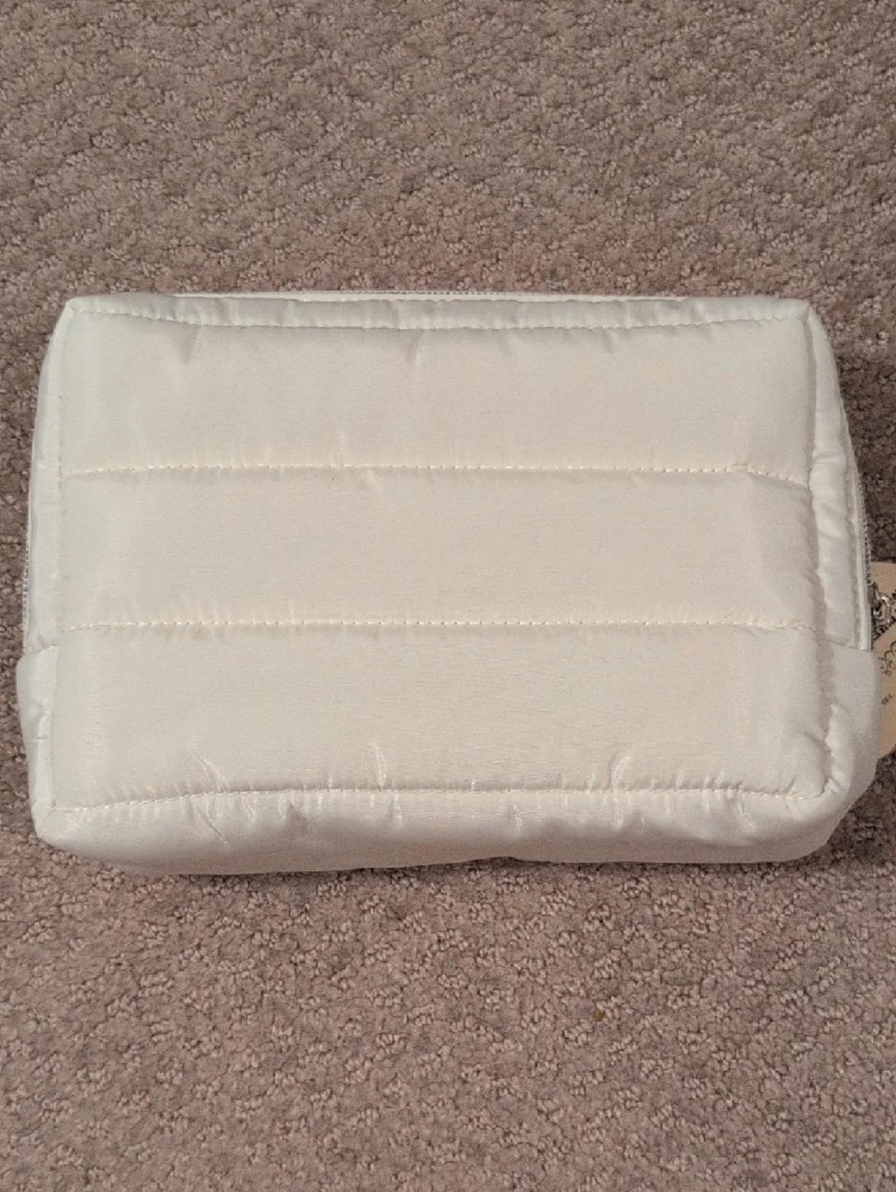 Crème Quilted Cosmetic Pouch — Cream